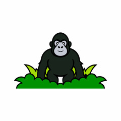 A image of a gorilla in a jungle cartoon vector illustration