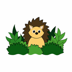 A image of a hedgehog in a jungle cartoon vector illustration