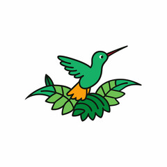 A image of a hummingbird in a jungle cartoon vector illustration
