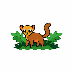 A image of a kinkajou in a jungle cartoon vector illustration