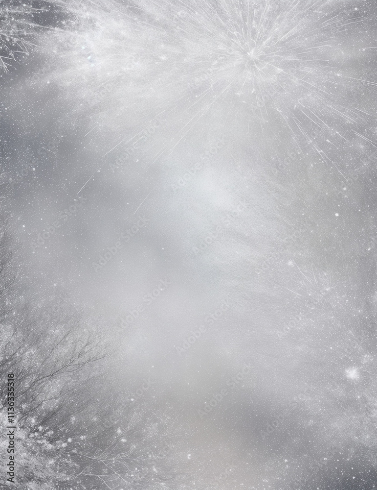 Wall mural snow on the window - abstract light silver background - generative ai
