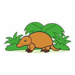 A image of a pangolin in a jungle cartoon vector illustration