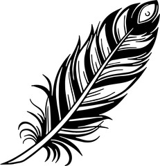 Obraz premium Black Feather Silhouette, Quill Icon for Writing, Tattoo Design, Stationery Logo, Digital Art Template, Vector Illustration for Prints, Invitations, and Calligraphy Projects