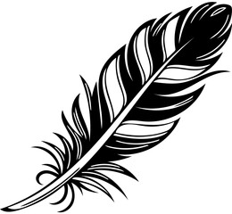 Obraz premium Black Feather Silhouette, Quill Icon for Writing, Tattoo Design, Stationery Logo, Digital Art Template, Vector Illustration for Prints, Invitations, and Calligraphy Projects