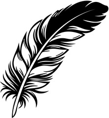 Black Feather Silhouette, Quill Icon for Writing, Tattoo Design, Stationery Logo, Digital Art Template, Vector Illustration for Prints, Invitations, and Calligraphy Projects