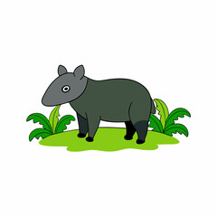 A image of a tapir in a jungle cartoon vector illustration