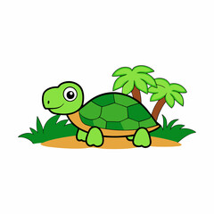 A image of a tortoise in a jungle cartoon vector illustration