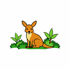 A image of a wallaby in a jungle cartoon vector illustration