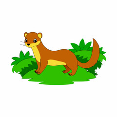 A image of a weasel in a jungle cartoon vector illustration