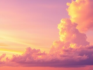 Fototapeta premium Abstract watercolor background depicting a picturesque sunset sky in shades of orange and purple, clouds, peaceful, purple