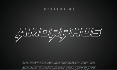 Obraz premium Creative font. Modern abstract digital tech font. Logo creative font, type, technology, movie, digital, music, movie. Fonts and illustration in vector format.