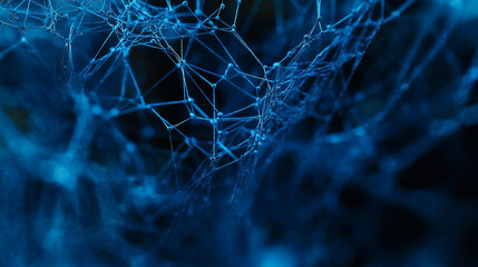 Exploring the intricate blue patterns of a web structure in natural light