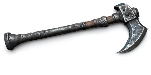 Ancient Battle Axe Isolated on White Background