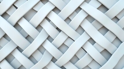 Abstract 3D White Geometric Background with Interwoven Elegant Ribbons and Gradient Highlights