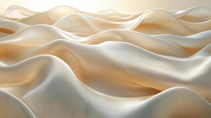 Obraz premium Soft Creamy Waves of Satin Fabric in Gentle Natural Light