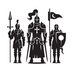 Knights In Armor silhouette vector illustration