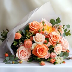 Elegant Bouquet of Roses Wrapped in White Paper