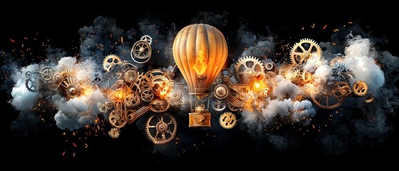 Steampunk Hot Air Balloon Explosion