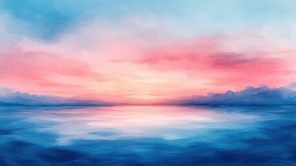 Obraz premium Soft Watercolor Gradient Sky Reflection Over Serene Body of Water
