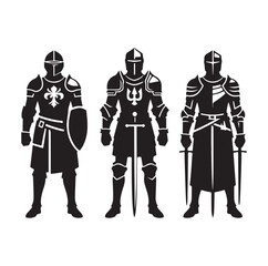 Knights In Armor silhouette vector illustration