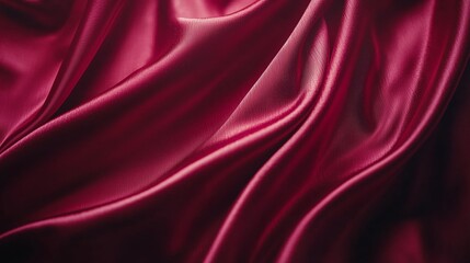 Luxurious Deep Red Silk Fabric Texture with Gentle Waves and Folds