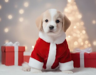 puppy in santa hat