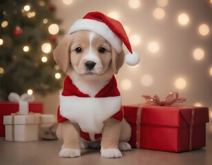 puppy in santa hat