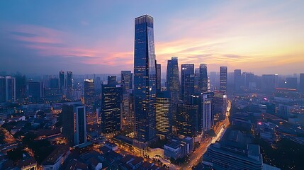 Obraz premium Corporate high-rise building in a city center, symbolizing professionalism and modernity. 