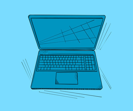 recommend clip art: Open laptop sketch showing keyboard and trackpad_3