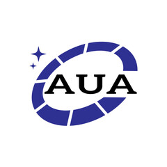 AUA Creative Circular Logo Design in Blue and Black for Corporate Branding and Technology, AUA Blue and Black Tech Logo with Circular Elements for Branding & Visual Identity, AUA LOGO, AUA vector Logo