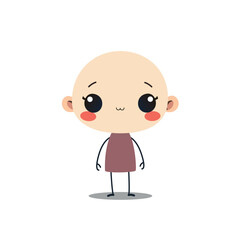 Cute Minimalist Cartoon Character with Rosy Cheeks Illustration