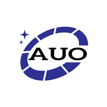 AUO Creative Circular Logo Design in Blue and Black for Corporate Branding and Technology, AUO Blue and Black Tech Logo with Circular Elements for Branding & Visual Identity, AUO LOGO, AUO vector Logo
