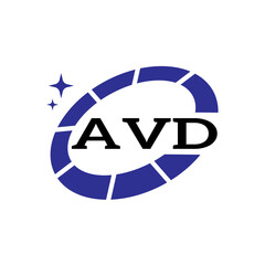 AVD Creative Circular Logo Design in Blue and Black for Corporate Branding and Technology, AVD Blue and Black Tech Logo with Circular Elements for Branding & Visual Identity, AVD LOGO, AVD vector Logo