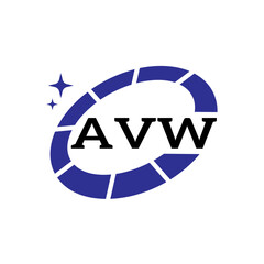 AVW Creative Circular Logo Design in Blue and Black for Corporate Branding and Technology, AVW Blue and Black Tech Logo with Circular Elements for Branding & Visual Identity, AVW LOGO, AVW vector Logo