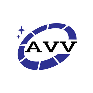 AVV Creative Circular Logo Design in Blue and Black for Corporate Branding and Technology, AVV Blue and Black Tech Logo with Circular Elements for Branding & Visual Identity, AVV LOGO, AVV vector Logo