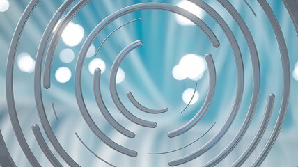 Obraz premium Abstract blue gray background with dynamic circular lines with glare.
