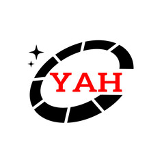 YAH Creative Circular Logo Design in Blue and Black for Corporate Branding and Technology, YAH Blue and Black Tech Logo with Circular Elements for Branding & Visual Identity, YAH LOGO, YAH vector Logo