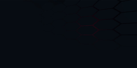 Black hexagon and red light.Abstract 3d background