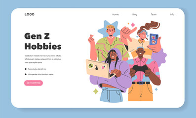 Gen Z Hobbies. Flat Vector Illustration