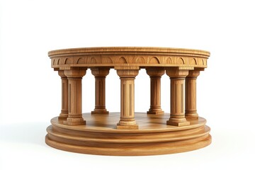 Elegant Wooden Round Pavilion Classic Columns Architectural Design 3D Render