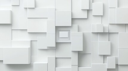 Minimalist Abstract 3D White Geometric Overlapping Layers Background with Soft Shadows and Lighting