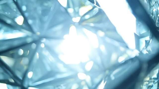 Camera zooms in to reveal a glass shard with clear texture and sharp patterns