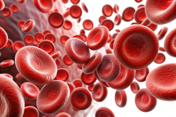 red cells flowing through vein