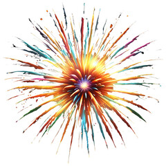 Obraz premium Firework explosion with bright lights and colors at dusk, pyrotechnics, visual effect, flash on Transparent Background