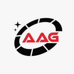 AAG Creative Circular Logo Design in Blue and Black for Corporate Branding and Technology, AAG Blue and Black Tech Logo with Circular Elements for Branding & Visual Identity, AAG LOGO, AAG vector Logo