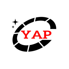 YAP Creative Circular Logo Design in Blue and Black for Corporate Branding and Technology, YAP Blue and Black Tech Logo with Circular Elements for Branding and Visual Identity, YAP LOGO, YAP vector 