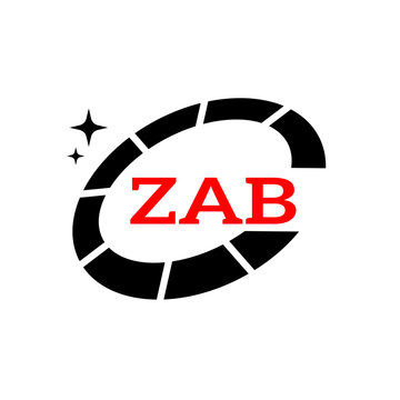ZAB Creative Circular Logo Design in Blue and Black for Corporate Branding and Technology, ZAB Blue and Black Tech Logo with Circular Elements for Branding and Visual Identity, ZAB LOGO, ZAB vector 