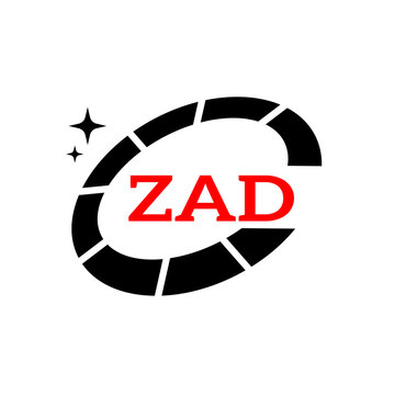ZAD Creative Circular Logo Design in Blue and Black for Corporate Branding and Technology, ZAD Blue and Black Tech Logo with Circular Elements for Branding and Visual Identity, ZAD LOGO, ZAD vector 