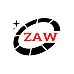 ZAW Creative Circular Logo Design in Blue and Black for Corporate Branding and Technology, ZAW Blue and Black Tech Logo with Circular Elements for Branding and Visual Identity, ZAW LOGO, ZAW vector 