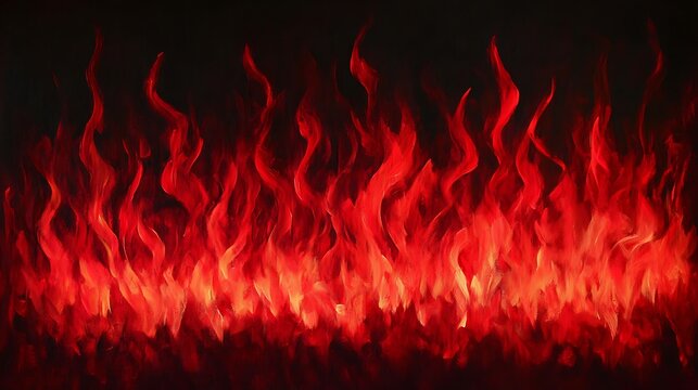 Radiant red flames in a dynamic abstract form